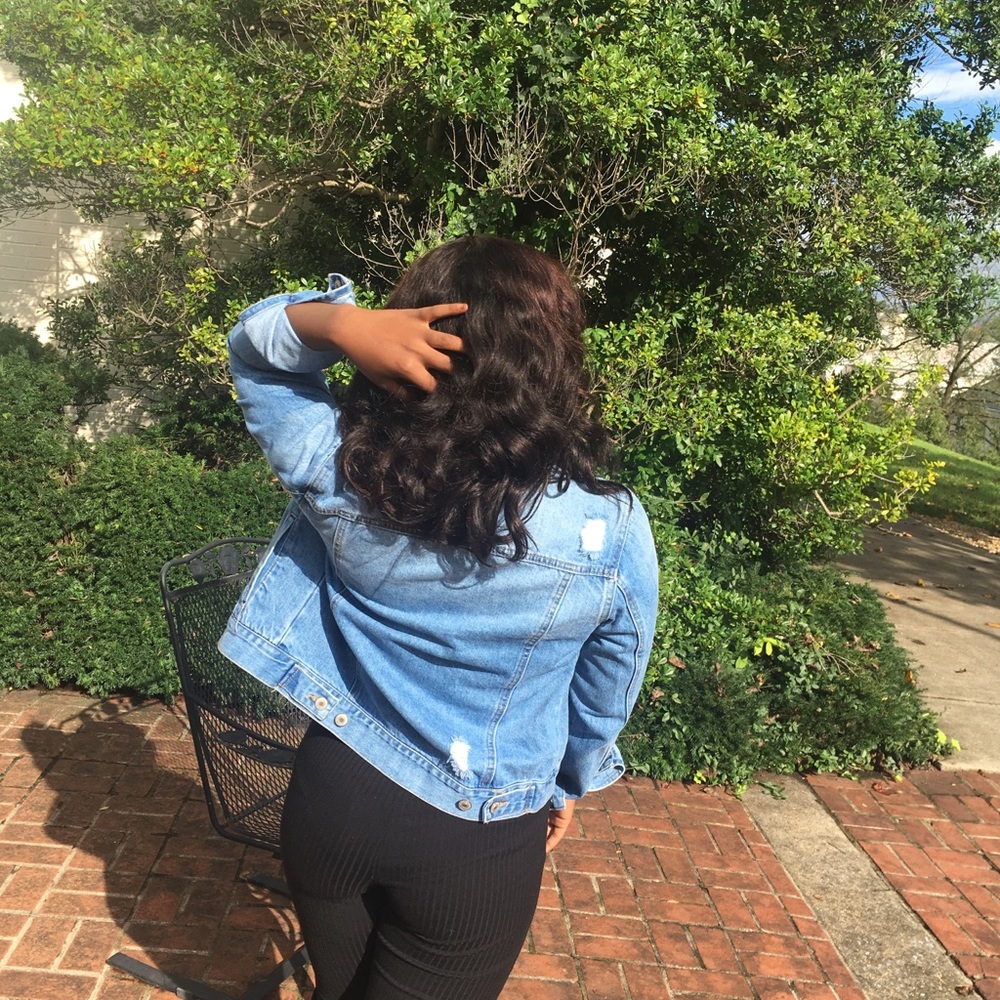 16 Inch lace closure wig with burgundy bangs